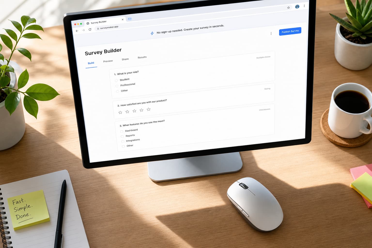 Une souris sans fil posée sur un bureau propre pointe vers un écran d