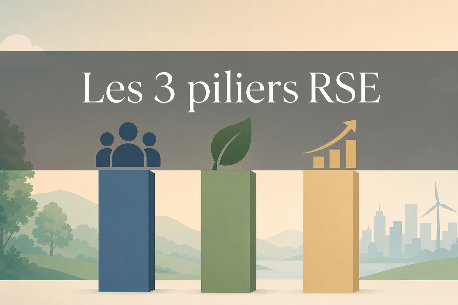 Trois colonnes solides surmontées d